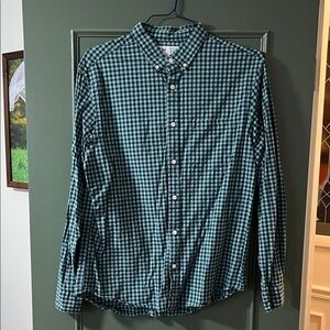 Old Navy Men's Teal Checkered Button Down Shirt